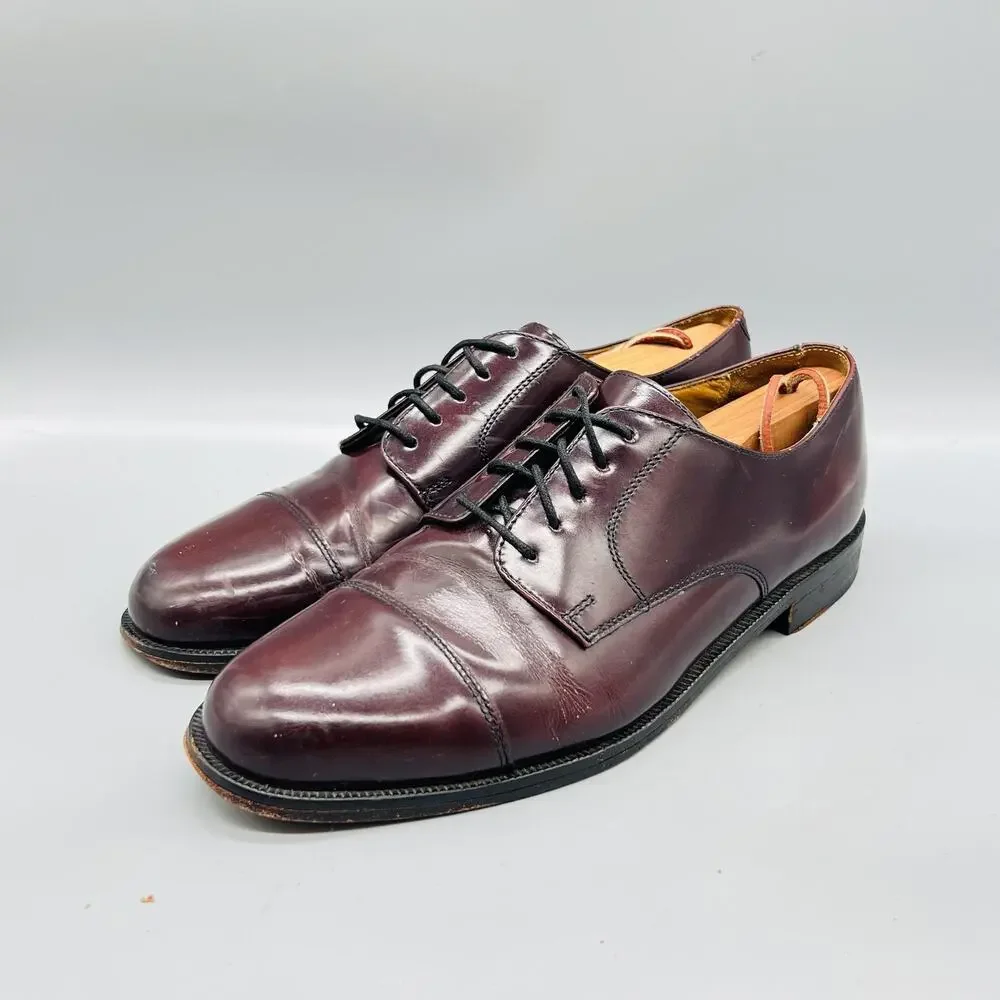 Cole Haan Shoes Mens 9 Brown Leather Cap Toe Derby Oxford Dress Classic Vintage